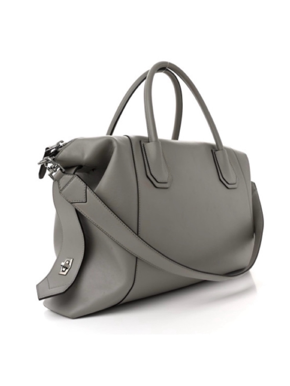 NEW Givenchy Antigona Leather Satchel Tote in Light Gray Leather - Picture 8 of 15